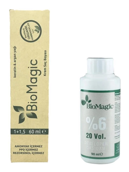 Biomagic Organik Keratin ve Argan Yağlı Tüp Saç Boyası + Oksidan 90 Ml.