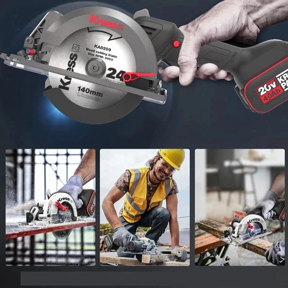 Kress Kue11 20Volt 4.0Ah. Li-İon 140Mm Çift Akülü Kömürsüz Profesyonel Çok Amaçlı Daire Testere - 8