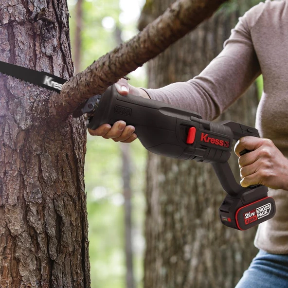 Kress Kue01 20Volt/4.0Ah Li-İon Çift Akülü Kömürsüz Profesyonel Tilki Kuyruğu Testere - 6