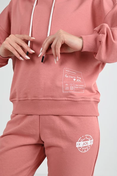 Kadın Yıkama Baskı Detaylı Eşofman Takımı 3932-24 - 10