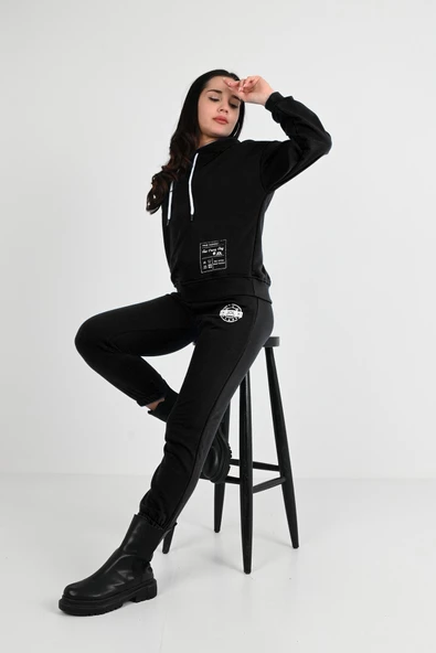 Kadın Yıkama Baskı Detaylı Eşofman Takımı 3932-24 - 3