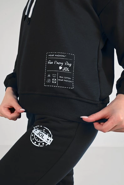 Kadın Yıkama Baskı Detaylı Eşofman Takımı 3932-24 - 6