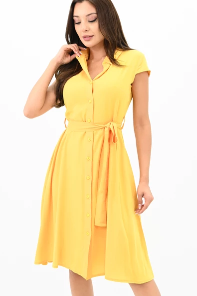 Kadın Kolsuz Düğmeli Kuşaklı Elbise 5175-23 - 7