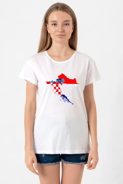 Euro 24 Croatia Beyaz Kadın Bisikletyaka Tshirt ürün görseli 1