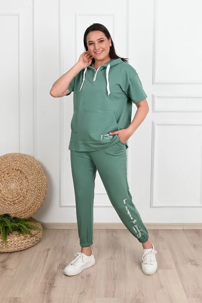 Kadın Kapüşonlu Büyük Beden Eşofman Takımı 3759-23 - 2