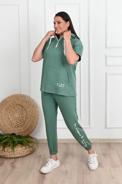 Kadın Kapüşonlu Büyük Beden Eşofman Takımı 3759-23 - 6