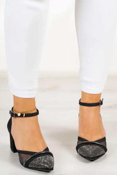 Erkan Saçmacı Susie Siyah Krep Taşlı Abiye Ayakkabı - 3