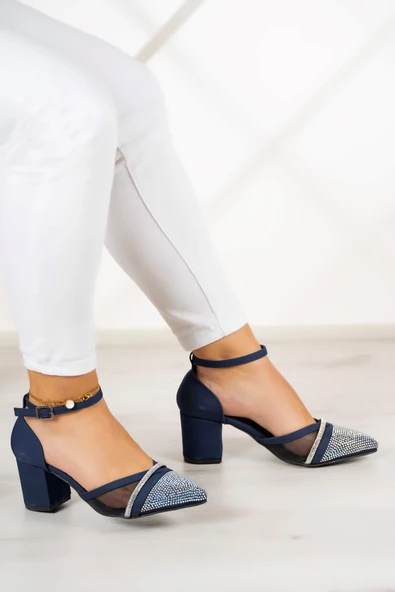 Erkan Saçmacı Susie Lacivert Krep Taşlı Abiye Ayakkabı - Resim 2