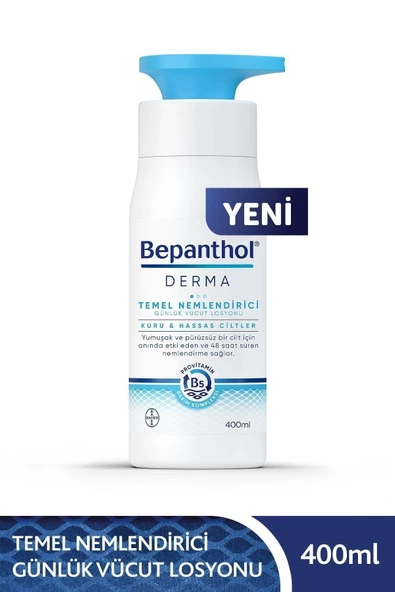 Derma Temel Nemlendirici Günlük Vücut Losyonu 400 ml  Kuru ve Hassas Ciltler