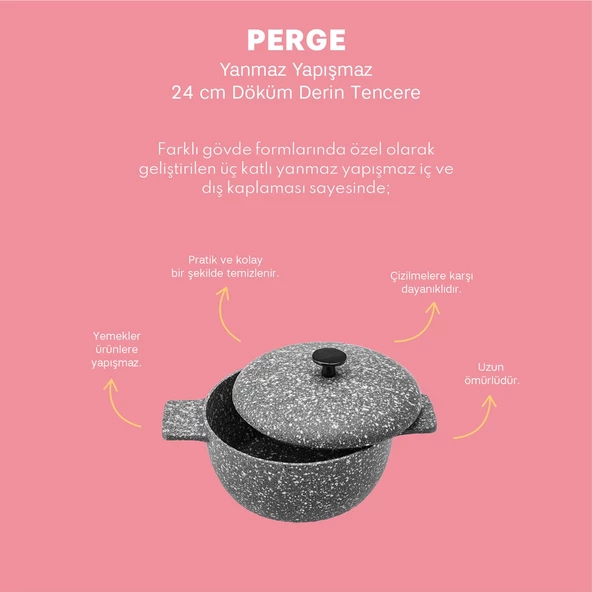 Emsan Perge Döküm Derin Tencere 24 cm - 6