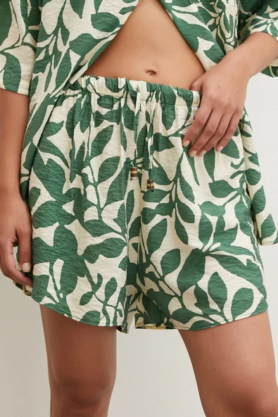 Yaprak Desenli Şortlu Takım Yeşil - 3