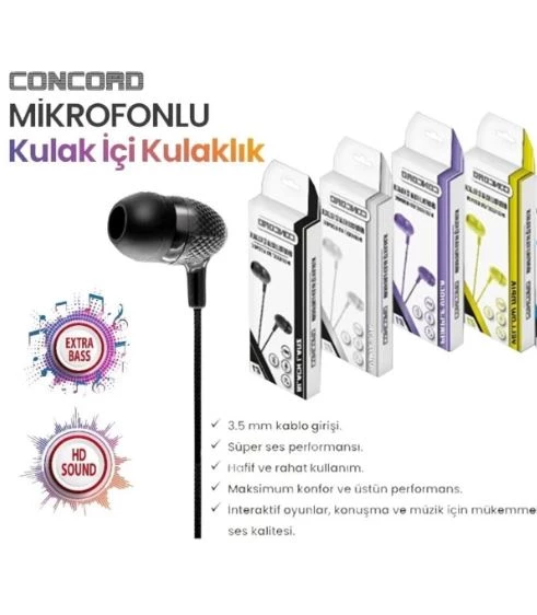 Concord Kulaklık E-1H Kablolu Kulakiçi 3.5Mm