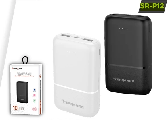 Sprange Powerbank Sr-P12 10.000Mah 2Xusb Mıcro+Type-C Giriş Taşınabilir Hızlı Şarj Cihazı