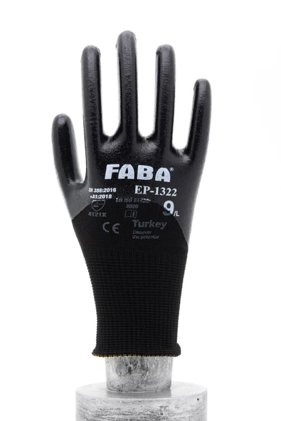 FABA EP-1322 Siyah Nitril Polyester Eldiven-XL