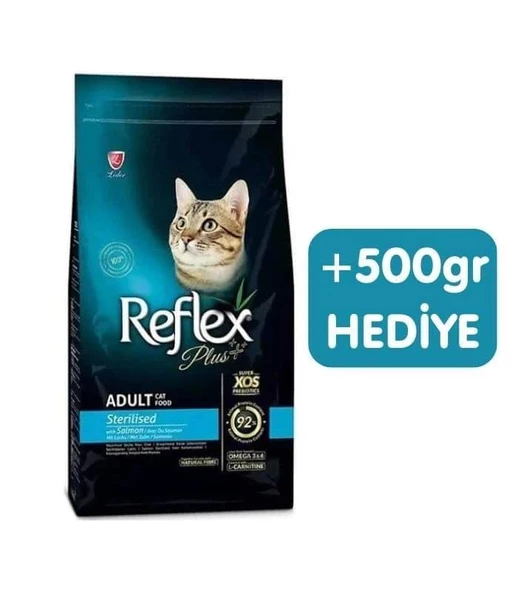 Plus Kısırlaştırılmış Somonlu Kedi Maması 1,5 kg + 500 gr Bonus