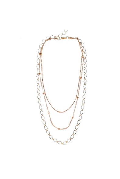 Altın Kaplam Kadın Choker Çoklu Zincir Kolye