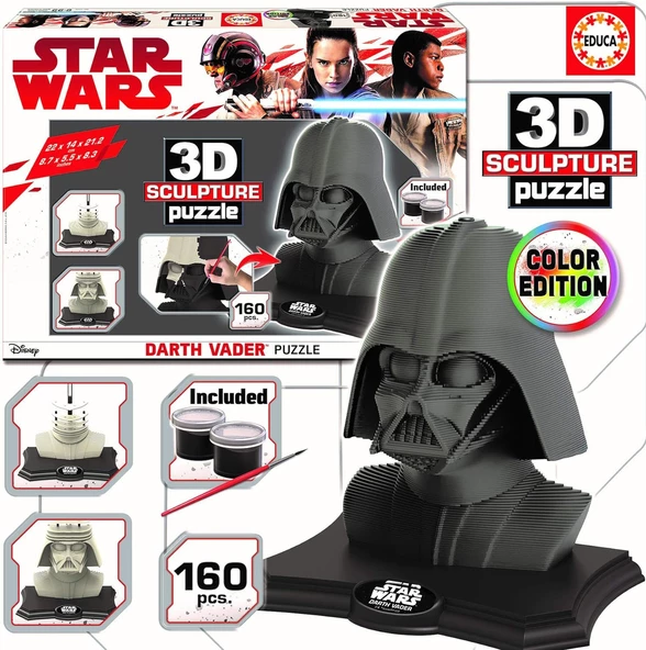 Star Wars Darth Vader 3D Heykel Puzzle Sculpture Pazıl 160 Parça - 2