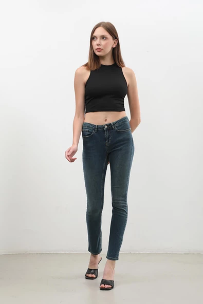 Kadın Likralı Skinny Jean Pantolon - 3
