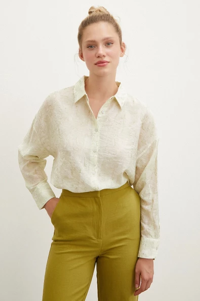 Damla Desenli Gömlek Yeşil ürün görseli