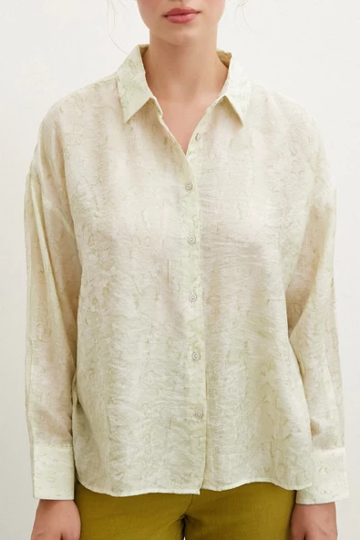 Damla Desenli Gömlek Yeşil - Resim 2