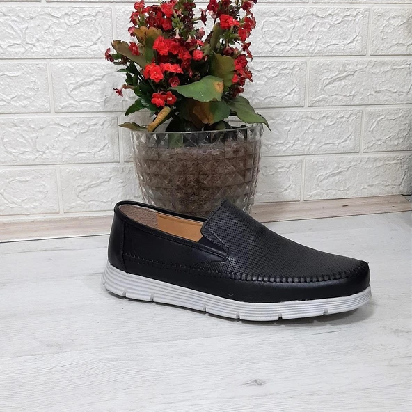 Fiyra fth01 Siyah-Beyaz Hakiki Deri Fuspetli Erkek Günlük Ayakkabı - 8