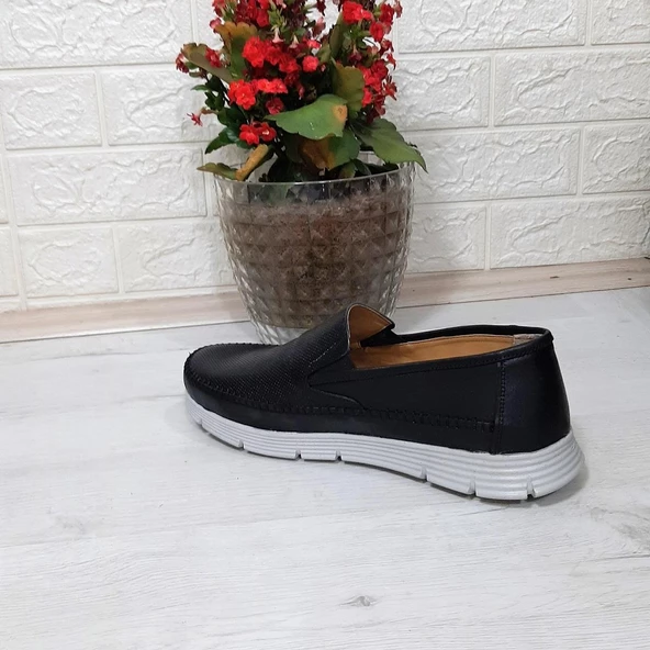 Fiyra fth01 Siyah-Beyaz Hakiki Deri Fuspetli Erkek Günlük Ayakkabı - 10