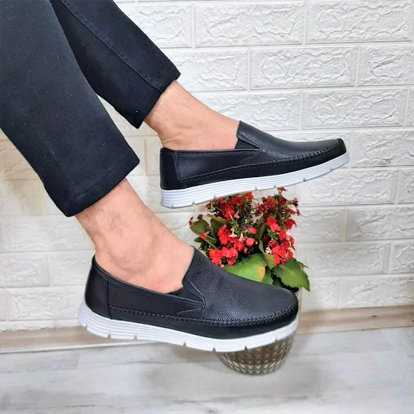 Fiyra fth01 Siyah-Beyaz Hakiki Deri Fuspetli Erkek Günlük Ayakkabı - 4