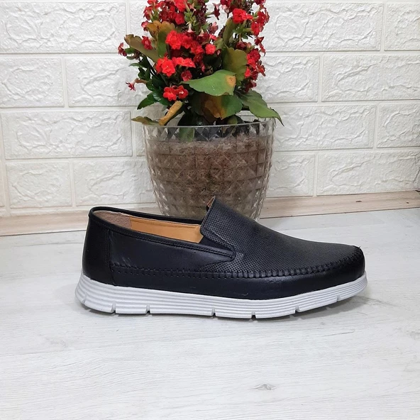 Fiyra fth01 Siyah-Beyaz Hakiki Deri Fuspetli Erkek Günlük Ayakkabı - 9