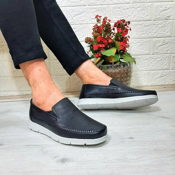 Fiyra fth01 Siyah-Beyaz Hakiki Deri Fuspetli Erkek Günlük Ayakkabı - 3