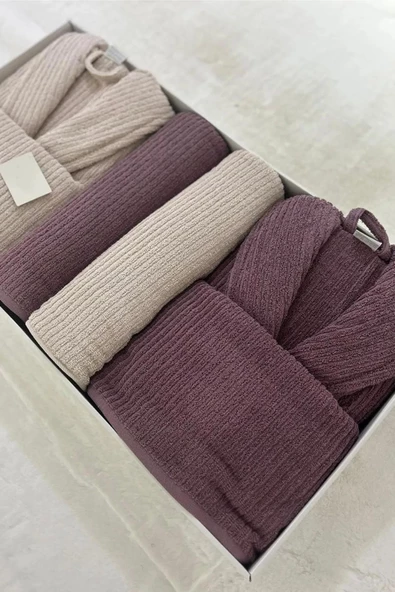 Nurpak Ekol 8 Parça Aile Bornoz Seti Kutulu - 7