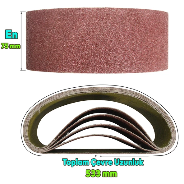 Sonsuz Bant 80 Kum Tank Palet Zımpara Kağıdı 75 x 533 mm (10 ADET) - 2