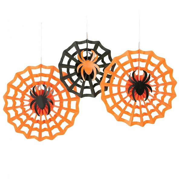 Halloween Karton Örümcek Ağı Çark Süs 3'lü