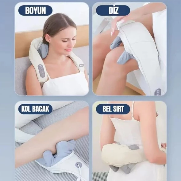 Şarjlı Ovmalı Masaj Aleti 4D Isıtmalı Yoğurmalı Boyun Sırt Omuz Masaj Aleti - 3