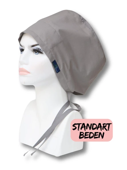 Standart Beden Gri Tek Renk Cerrahi Bone Doktor Hemşire Sağlıkçı Hastane Bonesi