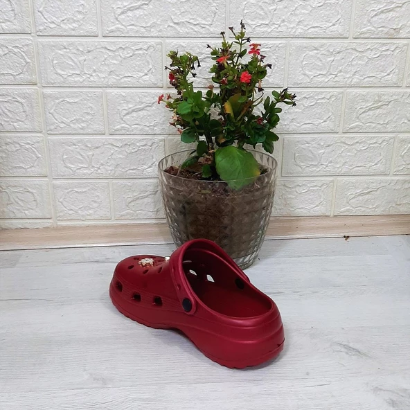 Sonimix 12901 Bordo Taşlı Kalın Tabanlı Bayan  Terlik - Resim 8