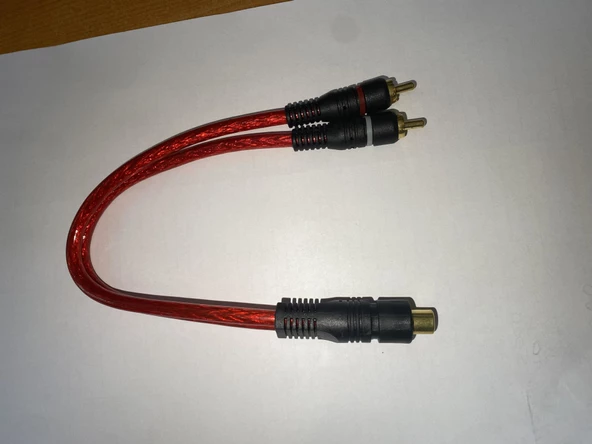KIRMIZI Y KABLO 2 RCA ERKEK+1 RCA DİŞİ 30 CM - 2