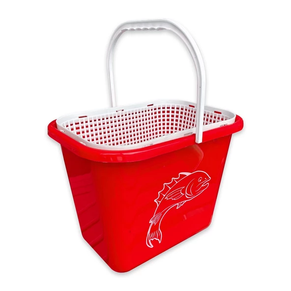 Uyguna-Yakala Fishack Süzgeçli Balıkçı Kovası 15 Lt Kırmızı Kod 179 - Resim 4