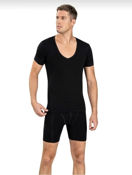 JİBER 213 ERKEK V YAKA YARIM KOL LİKRALI ATLET TEKLİ ürün görseli