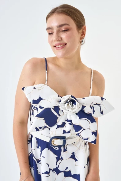 Modatalika Skuba Kumaş Mini Boy Varak Ve Dijital Baskı Detaylı Elbise - Resim 11