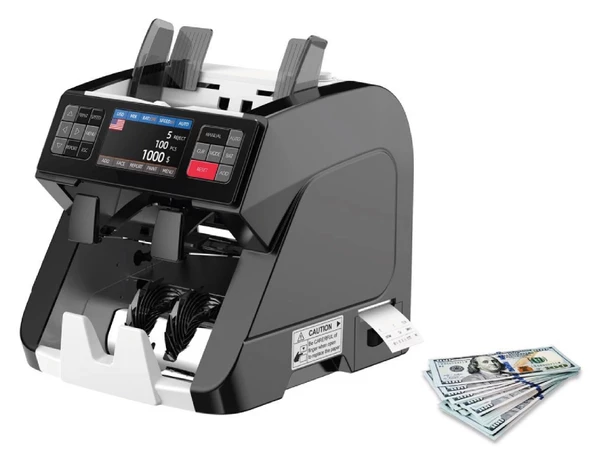 HMS-KAAN PRO BLACK (Printer’lı)  Para Sayma Makinesi 25 Ülkeli 1+1 (Müşteri Ekranlı)