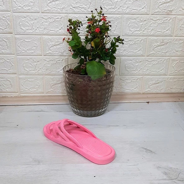 Brn 302 Pembe Ahtapot Hasırlı Kaymaz Havuz Plaj Bayan Terliği - Resim 8