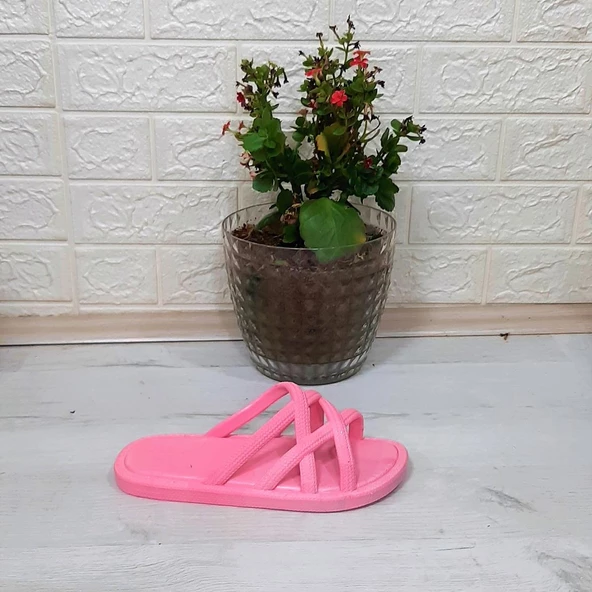 Brn 302 Pembe Ahtapot Hasırlı Kaymaz Havuz Plaj Bayan Terliği - Resim 7