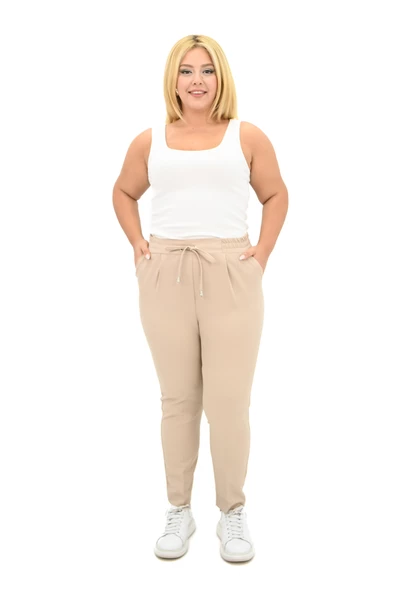 Kadın Büyük Beden Dökümlü Pantolon 222 0016-25 - 2