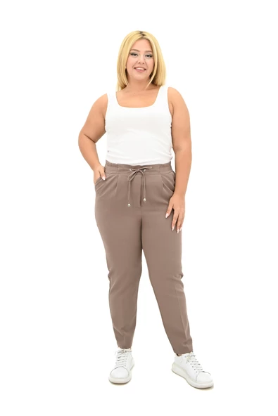 Kadın Büyük Beden Dökümlü Pantolon 222 0016-25 - 12