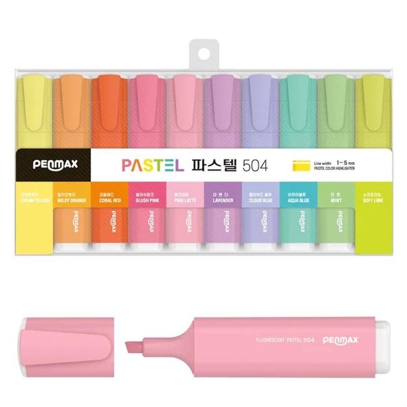 Penmax Pastel Renk İşaretleme Kalemi 10'lu Set