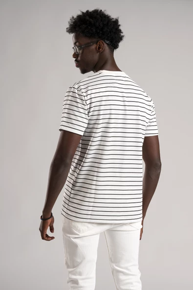 FBI Regular Fit Çizgili Likralı Bisiklet Yaka T-shirt - Resim 2