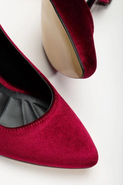 Hero Topuklu Bordo Kadife Kadın Ayakkabı - Resim 3