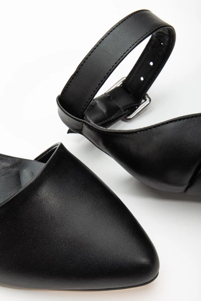 Lottis Siyah Cilt Detaylı Topuklu Kadın Ayakkabı - Resim 2