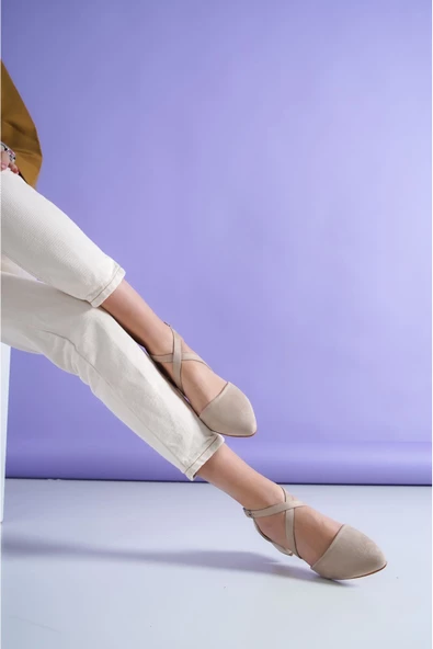 Letha Krem Süet Topuklu Kadın Ayakkabı - 2