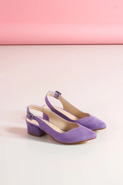 Valentina Lila Süet Topuklu Ayakkabı - 5